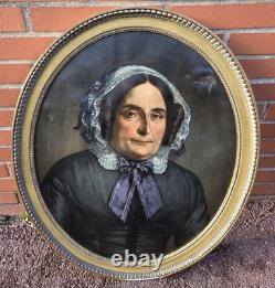 Old painting, portrait of a noble woman, signed. Oil painting on canvas