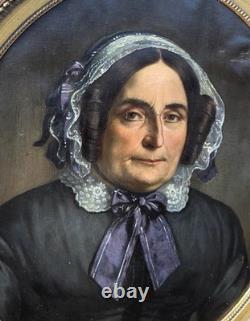 Old painting, portrait of a noble woman, signed. Oil painting on canvas