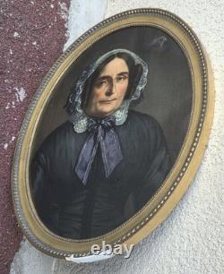Old painting, portrait of a noble woman, signed. Oil painting on canvas