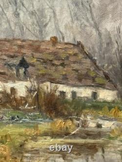 Old painting signed CH. Paris French rural landscape Oil on canvas