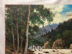 Old painting signed E. Viallate, Torrent, Oil on Canvas, Painting, Early 20th Century