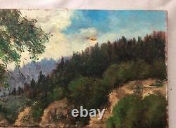 Old painting signed E. Viallate, Torrent, Oil on Canvas, Painting, Early 20th Century