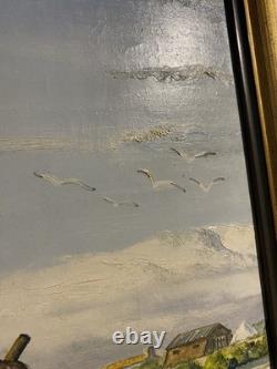 Old painting signed Hardy Oil on canvas Salt worker in the salt marshes