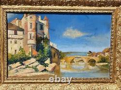 Old painting signed Palais Justice Aveyron Oil painting on panel D Isorel