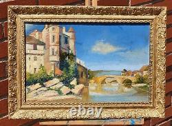 Old painting signed Palais Justice Aveyron Oil painting on panel D Isorel