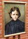 Old Painting Signed Portrait Child Oil Painting On Canvas