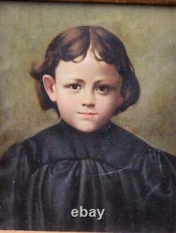 Old painting signed Portrait Child Oil painting on canvas