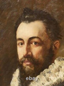 Old painting signed Portrait Man Oil painting on canvas Style 18th 19th
