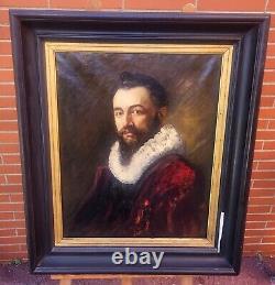 Old painting signed Portrait Man Oil painting on canvas Style 18th 19th