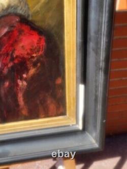 Old painting signed Portrait Man Oil painting on canvas Style 18th 19th