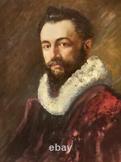 Old painting signed Portrait Man Oil painting on canvas Style 18th 19th