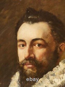 Old painting signed Portrait Man Oil painting on canvas Style 18th 19th