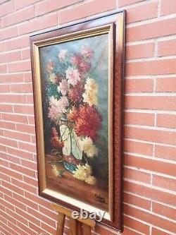 Old painting signed R Alary. Bouquet of Tokyos. Oil painting on canvas.