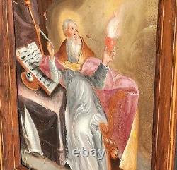 Old painting signed. Saint Augustine. Oil painting on canvas. 18th century style.