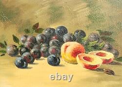 Old painting signed. Still life with fruits. Oil painting on canvas.