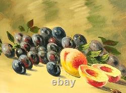 Old painting signed. Still life with fruits. Oil painting on canvas.