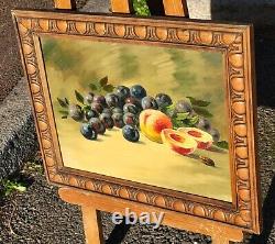 Old painting signed. Still life with fruits. Oil painting on canvas.