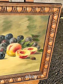 Old painting signed. Still life with fruits. Oil painting on canvas.