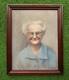 Old Painting Signed Oil On Wood, Portrait Of A Smiling Elderly Lady 1940