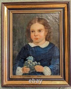 Old painting signed old oil painting on canvas portrait frame decoration
