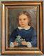Old Painting Signed Old Oil Painting On Canvas Portrait Frame Decoration