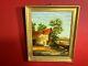 Old Painting Signed, Rural Landscape, Farm, Animals, With Its Golden Frame