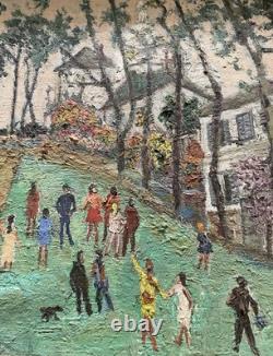 Old painting tableau Genre scene, 20th-century Naïve painting, Art Brut