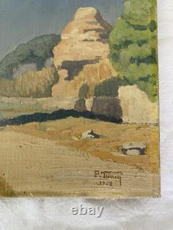 Old painting tableau signed P. Turin 1929 oil on wood