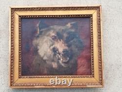 Old painting wolf dog oil painting on canvas wolf dog