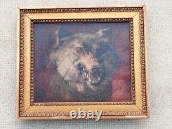 Old painting wolf dog oil painting on canvas wolf dog