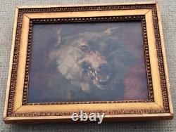 Old painting wolf dog oil painting on canvas wolf dog