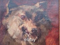 Old painting wolf dog oil painting on canvas wolf dog