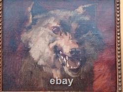 Old painting wolf dog oil painting on canvas wolf dog
