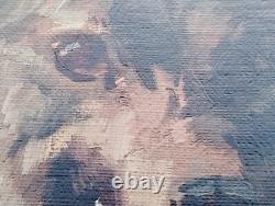 Old painting wolf dog oil painting on canvas wolf dog
