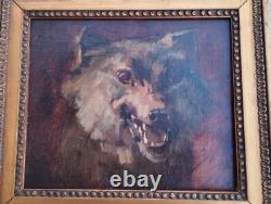 Old painting wolf dog oil painting on canvas wolf dog