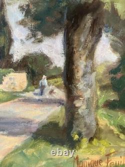 Old post-impressionist oil on canvas signed Dordogne landscape