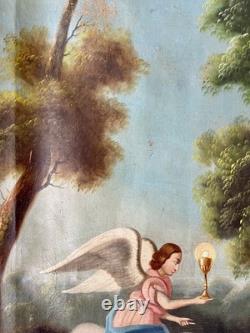 Old religious painting 18th–19th century, Jesus Christ, saint, angel, Virgin, painting