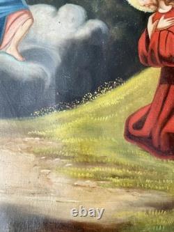 Old religious painting 18th–19th century, Jesus Christ, saint, angel, Virgin, painting