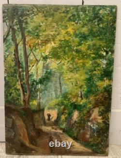 Old signed oil painting, located in Querqueville near Cherbourg, Normandy, France