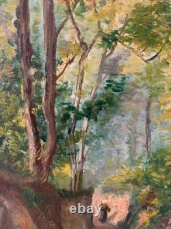 Old signed oil painting, located in Querqueville near Cherbourg, Normandy, France