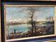 Old Signed Painting. Animated Lakeshore. Oil Painting On Canvas