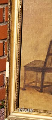 Old signed painting. Dated 1866. Child portrait. Oil painting on canvas.