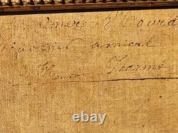 Old signed painting. Dated 1866. Child portrait. Oil painting on canvas.