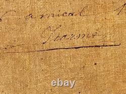 Old signed painting. Dated 1866. Child portrait. Oil painting on canvas.