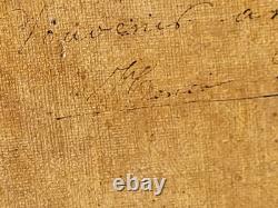 Old signed painting. Dated 1866. Child portrait. Oil painting on canvas.