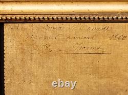 Old signed painting. Dated 1866. Child portrait. Oil painting on canvas.