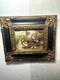 Old Signed Painting. Farmyard Scene With Hens And A Rooster. Oil Painting On Canvas