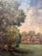 Old Signed Painting, Post-impressionist Landscape, Sky, Forest, Art Deco Panel