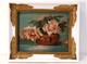 Old Small Oil On Panel Signed, Still Life Bouquet Of Pink Roses