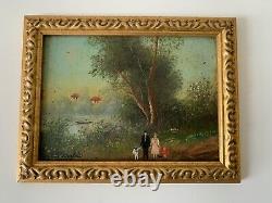 Old small painting Oil on panel signed Mme. Rosenthal 1928